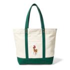 Ralph Lauren Canvas Big Pony Tote Natural/green