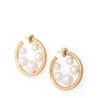 Ralph Lauren Crystal Pearl Hoop Earrings Gold/pearl