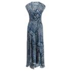 Ralph Lauren Silk Gauze Wrap Dress Block Print