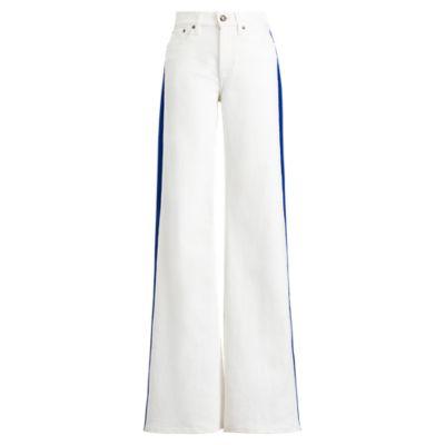 Ralph Lauren 143 Striped Wide-leg Jean Rinsed White