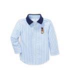 Ralph Lauren Polo Bear Cotton Oxford Shirt Blue/white Stripe 6m