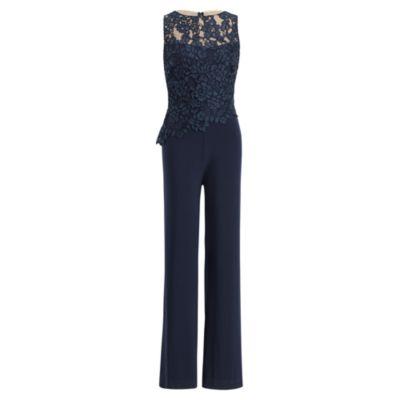 Ralph Lauren Lace-trim Wide-leg Jumpsuit Lighthouse Navy/