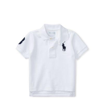 Ralph Lauren Cotton Mesh Polo Shirt White 6m
