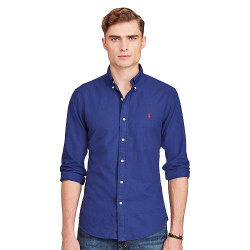 Polo Ralph Lauren Slim Garment-dyed Cotton Shirt Holiday Navy