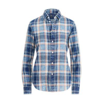 Ralph Lauren Classic Fit Cotton Plaid Shirt 835 Indigo/red