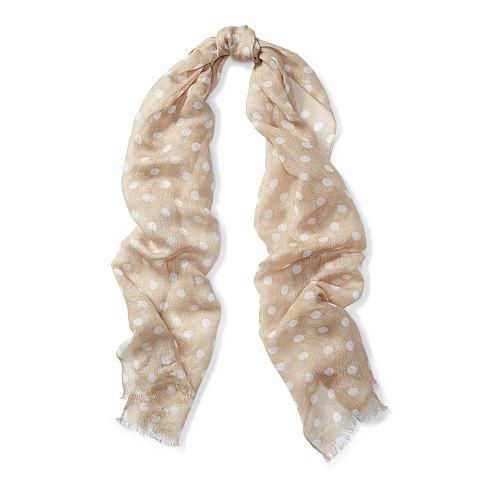 Ralph Lauren Lauren Polka-dot Lightweight Scarf Mayfair Tan