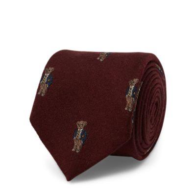 Ralph Lauren Polo Bear Narrow Tie Wine