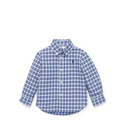 Ralph Lauren Plaid Cotton Oxford Shirt Blue Multi 18m