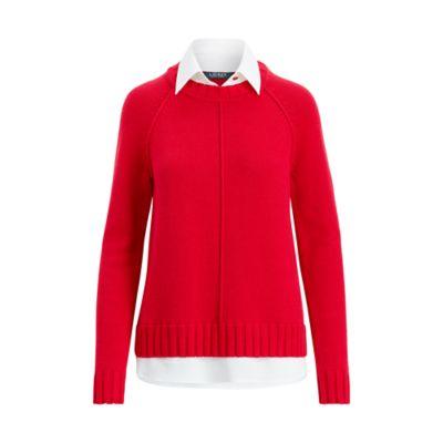Ralph Lauren Layered Cotton-blend Sweater Lipstick Red