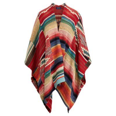 Ralph Lauren Linen-blend Open-front Poncho Red Multi