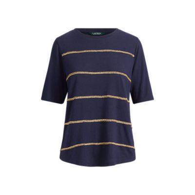 Ralph Lauren Striped Jersey Top Navy