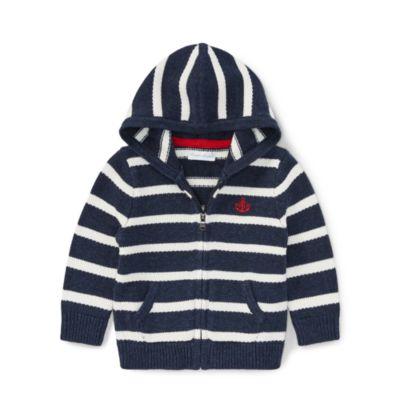 Ralph Lauren Striped Cotton Full-zip Hoodie Navy/white 6m
