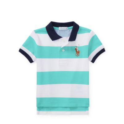 Ralph Lauren Striped Cotton Mesh Polo Shirt Light Mint 3m