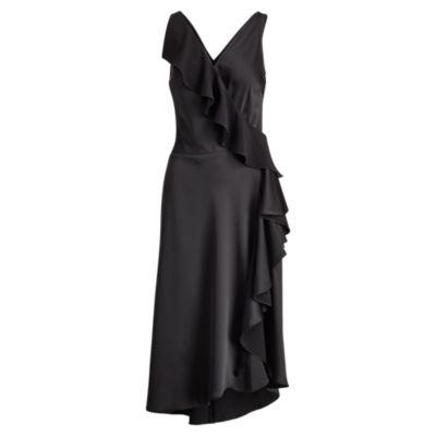 Ralph Lauren Ruffled Crepe Sleeveless Dress Black
