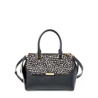 Ralph Lauren Haircalf Alice Satchel Black//vanilla