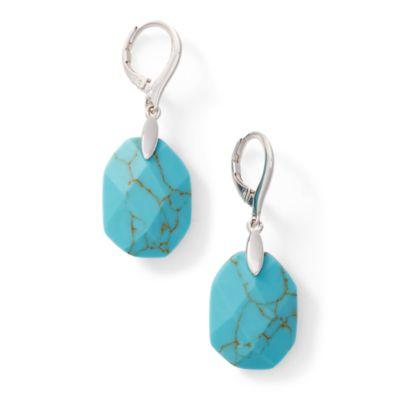 Ralph Lauren Stone Drop Earrings Silver/turq