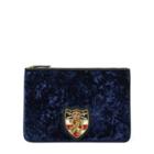 Ralph Lauren Crushed Velvet Crest Pouch Navy