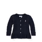 Ralph Lauren Cable Cotton Peplum Cardigan Hunter Navy 9m