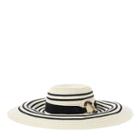 Ralph Lauren Lauren Striped Straw Sun Hat Cream/black