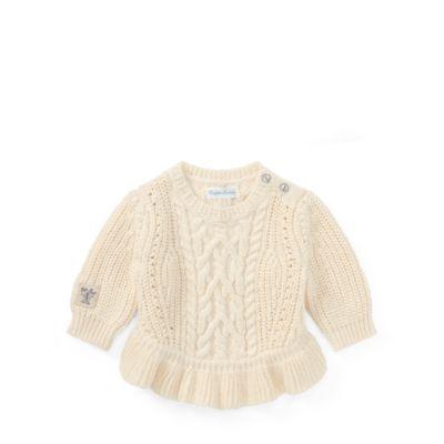 Ralph Lauren Aran Cotton-blend Sweater Cream 12m