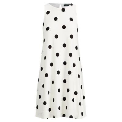 Ralph Lauren Polka-dot Jersey A-line Dress Cream/blk