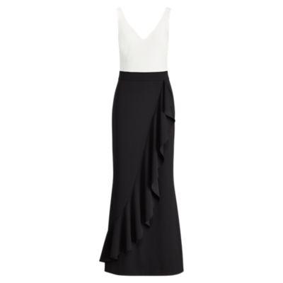 Ralph Lauren Ruffled Two-tone Gown Black/cream