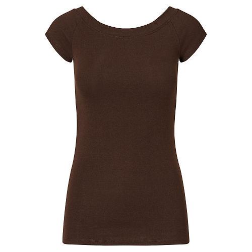 Ralph Lauren Lauren Cotton Off-the-shoulder Tee Circuit Brown