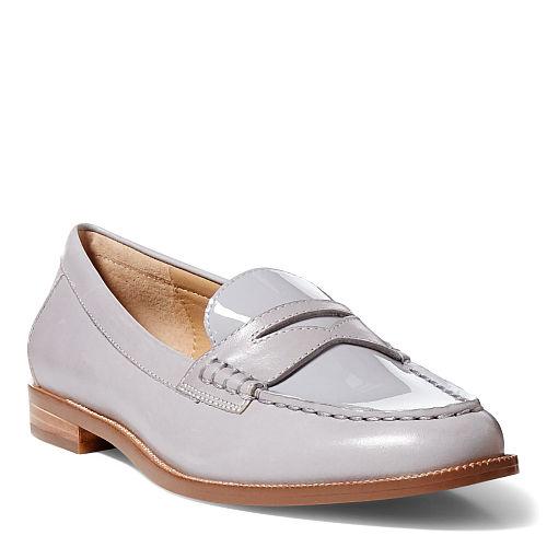 Ralph Lauren Lauren Barrett Patent Leather Loafer Chalk Grey