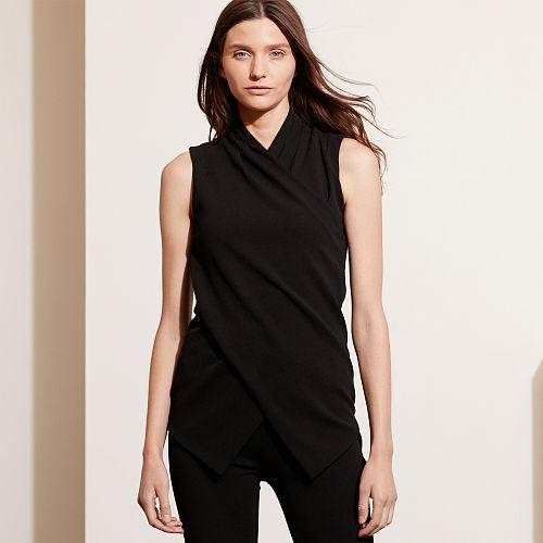 Ralph Lauren Lauren Jersey Surplice Top Black