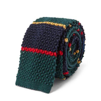 Ralph Lauren Striped Knit Wool Tie Navy/green/red