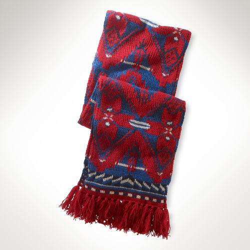 Polo Ralph Lauren Wool-blend Snowflake Scarf Red Multi