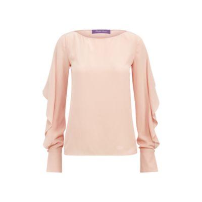 Ralph Lauren Boswell Silk Crepe Blouse Blush