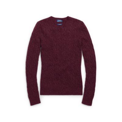 Ralph Lauren Slim Cable Cashmere Sweater Aged Wine
