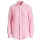 Polo Ralph Lauren Relaxed Fit Stripe Linen Shirt 367 Flamingo Pink/white