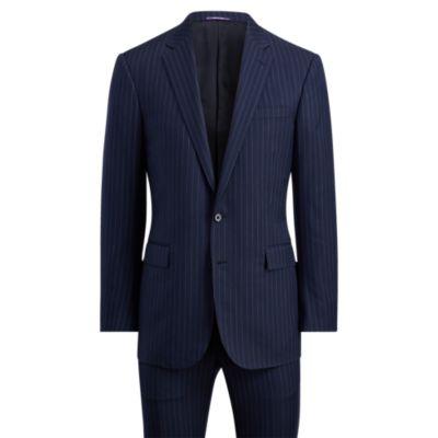 Ralph Lauren Pinstriped Wool Suit Navy And Cream