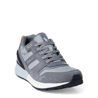 Ralph Lauren Train 100 Suede-mesh Sneaker Basic Grey/new Glacier