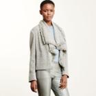 Ralph Lauren Lauren Fringed Wool-blend Jacket Grey Multi