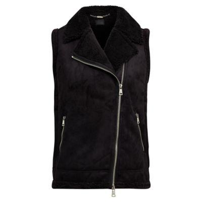 Ralph Lauren Faux-shearling Zip Vest Polo Black