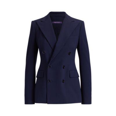Ralph Lauren Bacall Wool Crepe Jacket Navy