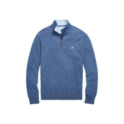 Ralph Lauren Cotton-blend Half-zip Pullover Derby Blue Heather
