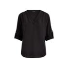 Ralph Lauren Silk Crepe V-neck Blouse Polo Black