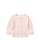 Ralph Lauren Aran-knit Cotton Cardigan Morning Pink 3m