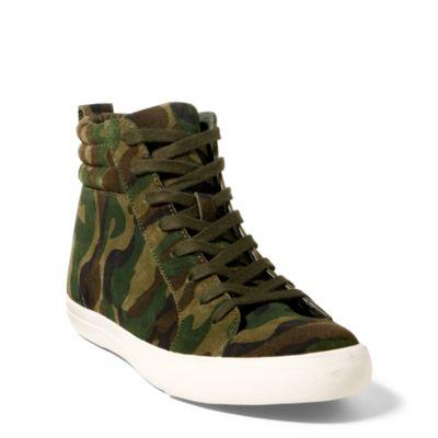 Ralph Lauren Gaven Suede High-top Sneaker Olive Camo