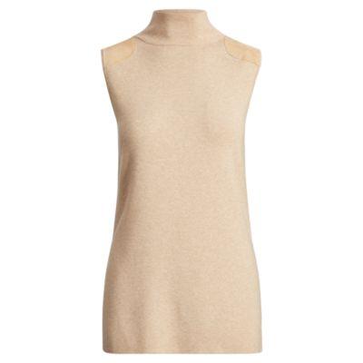 Ralph Lauren Sleeveless Mockneck Sweater Beige Heather