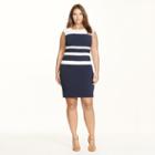 Ralph Lauren Lauren Woman Color-blocked Gabardine Dress Lighthouse Navy-ivory