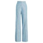 Ralph Lauren Buckled Chambray Wide-leg Pant Blue