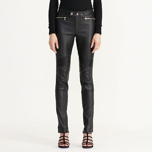 Ralph Lauren Lauren Leather Moto Pant Black