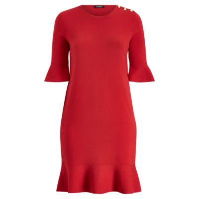 Ralph Lauren Ruffled Cotton-blend Dress Crimson