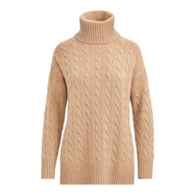 Ralph Lauren Cable Cashmere Turtleneck Camel Melange