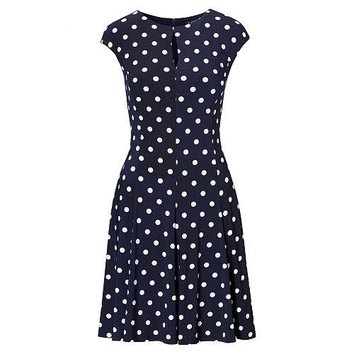 Ralph Lauren Lauren Polka-dot Jersey Dress Lighthouse Navy Cream